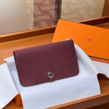 Super Hermes HERMES Wallet  Dogon K1 Rouge Grenade Alligator Full handmade