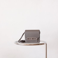 Full Handmade Hermes Roulis Mini18cm 8F Etain Evercolor Leather Silver Hardware