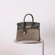 Bkhorse Factory Hermes Birkin30CM Vert Navy Grizzly & Swift Leather Silver Hardware