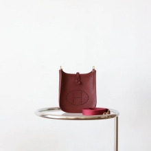 Wholesale Hermes Mini Evelyne16CM Rouge Hermes TC Leather Gold Hardware