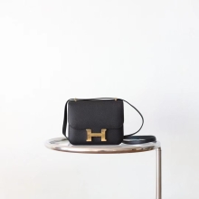 Full Handmade Hermes Constance19CM CK89 Black Epsom Leather Gold Hardware