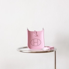 Wholesale Hermes X9 Mauve Sylyestre TC Leather Mini Evelyne16CM Silver Hardware