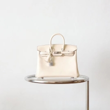 Wholesale Bkhorse Hermes Birkin25CM I2 Nata Swift Leather Silver Hardware