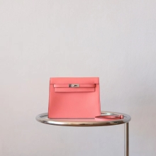 Bkhorse Hermes Kelly Danse22CM 8W Rose Azalee Evercolor Leather Silver Hardware