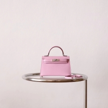 New Arrival Hermes Mini Kelly19CM X9 Mauve Sylyestre Epsom Leather Silver Hardware