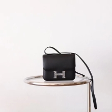 Bkhorse Factory Hermes Constance Mini18CM CK89 Black Swift Leather Lizard Buckle