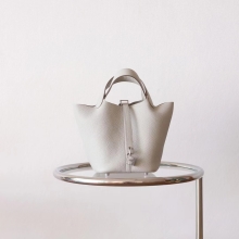 Discount Bkhorse Hermes Picotin 18CM Gris Pearl TC Leather Tote Bag