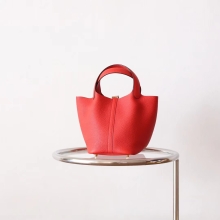 Fashion Hermes Picotin lock 18CM Q5 Rouge Casaque TC Leather Gold Hardware