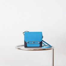 Fashion BKhorse Hermes Blue Saphir& Blue France Evercolor Roulis Mini19cm