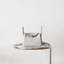 Wholesale Hermes Mini Lindy Bag19CM 80 Gris Pearl TC Leather Silver Hardware