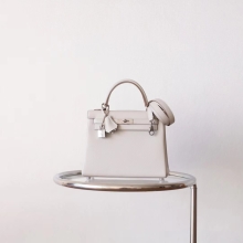 Bkhorse Hermes Factory Gris Pearl Evercolor Leather Kelly 25CM Silver Hardware