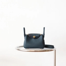 Bkhorse Factory Hermes Mini Lindy19CM 6O Vert Cypress TC Leather Gold Hardware
