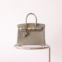 Sale Bkhorse Hermes Birkin30CM Gris Tourterelle Niloticus Crocodile Gold Hardware