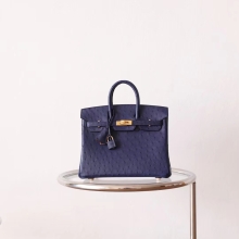 New Hermes Birkin25CM Blue Iris/Rouge Hermes Inner Ostrich Leather