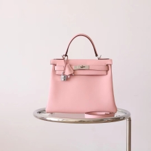 Wholesale Bkhorse Hermes Kelly Bag28CM 3Q Rose Sakura Swift Leather Silver Hardware