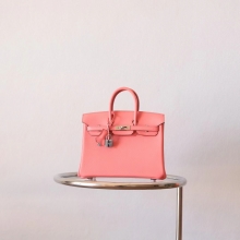 Bkhorse Hermes Birkin Bag25CM K4 Rose D'ete Evercolor Leather Silver Hardware
