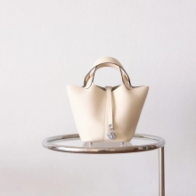 Bkhorse Factory Hermes I2 Nata TC Leather Picotin18CM Tote Bag Silver Hardware