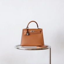 Bkhorse Hermes Kelly Bag25CM CK37 Gold Epsom Leather Silver Hardware
