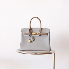 Fashion Hermes 4Z Gris Gull & Gris Etoupe Epsom Leather Birkin30CM Gold Hardware
