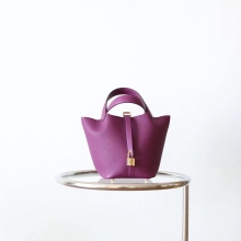 Hand Stitch Hermes P9 Anemone TC Leather Picotin lock18CM Gold Hardware