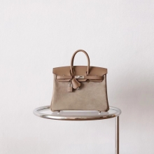 New Arrival Bkhorse Hermes Birkin25CM CK18 Gris Etoupe Grizzly Leather