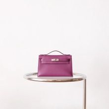 Bkhorse Factory Hermes Kelly Pochette22cm P9 Anemone Swift Leather Silver Hardware