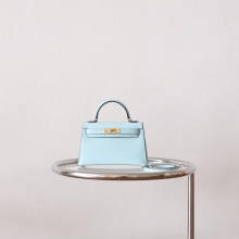 Bkhorse Hermes U2 Blue Zephyr Epsom Leather Mini Kelly II 19CM Gold Hardware