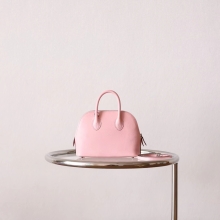 Super Hermes 3Q Rose Sakura Chevre Leather Mini Bolide18CM Silver Hardware