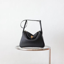 Full Handmade Hermes Lindy Touch26CM 89 Black TC Leather Gold Hardware
