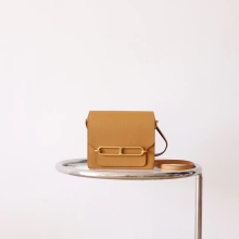Full Handmade Hermes Roulis19cm 2S Sesame Evercolor Leather Crossbody Bag