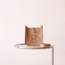 New Lcmode Hermes 0M Chai TC Leather Mini Evelyne 16CM Gold Hardware