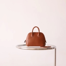 Full Handmade Hermes Fauve Barenia Leather Mini Bolide18CM Gold Hardware