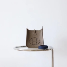 Bkhorse Hermes Factory CK18 Etoupe Mini Evelyne16CM TC Leather Silver Hardware