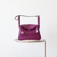 Bkhorse Hermes Factory P9 Anemone Lindy 26CM Evercolor Leather Silver Hardware