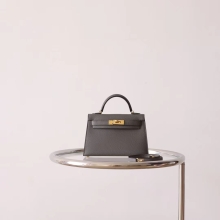 New Bkhorse Hermes Mini Kelly 19CM 0L Gris Meyer Epsom Leather Gold Hardware