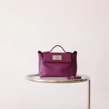 Bkhorse Factory Hermes P9 Anemone Mini Kelly 24/24 Evercolor Leather Silver Hardware