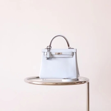 Lcmode Hermes Kelly Bag 25CM T0 Blue Brume Swift Leather Silver Hardware