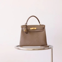 Fashion Hermes CK18 Etoupe Togo Leather Kelly 28CM Tote Bag Gold Hardware