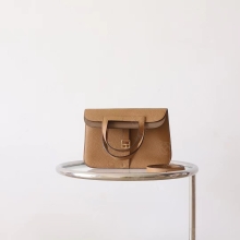 New Hermes Halzan 25CM 4B Biscuit / 3G Alezen TC Leather Silver Hardware