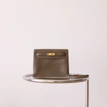 Full Handmade Hermes Kelly Danse 22CM CK18 Etoupe Evercolor Leather Gold Hardware