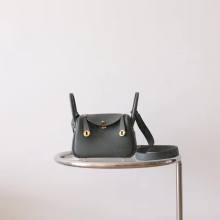 BKHorse Factory Hermes 63 Vert Amande TC Leather Mini Lindy 19CM Gold Hardware