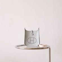 BKhorse Hermes T0 Blue Brume Mini Evelyne 16CM TC Leather Silver Hardware