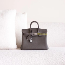 BKhorse Hermes Factory Birkin 25CM Togo Leather 8F Etain Silver Hardware