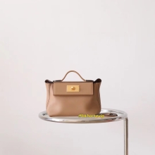 BKhorse Hermes Mini Kelly 2424 Evercolor 0M Chai / CK37 Gold Inner Gold Hardware