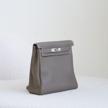 Hermes Backpack Kelly Ado 22cm TC Leather CK18 Etoupe Silver Hardware