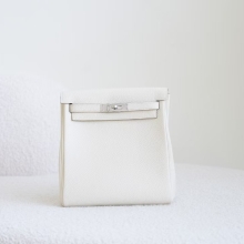 Full Handmade Kelly Ado 22CM TC Leather CK10 Craie Silver Hardware