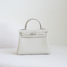 Women's Bag Hermes Kelly 25CM Togo Leather CK10 Craie Silver Hardware