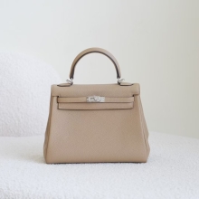Hermes Bag Images Kelly 25CM Togo Leather Chai / Pink Silver Hardware