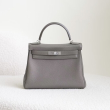Hermes Bag Price Kelly 28CM Togo Leather 8F Etain Silver Hardware