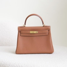 Luxury Bag Kelly 28CM CC37 Gold Togo Leather Gold Hardware